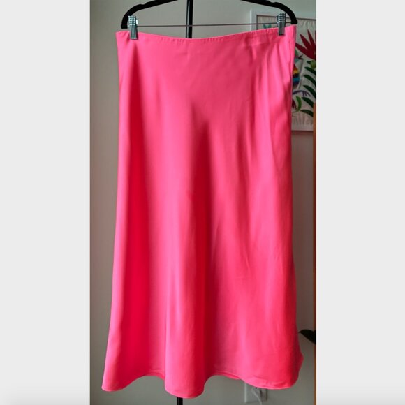 J. Crew Dresses & Skirts - J. Crew Gwyneth Slip Skirt Midi Length Florescent Neon Pink - Size L